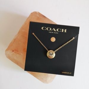 NWT COACH OPEN CIRCLE STONE STRAND NECKLACE F54514 GOLD $88